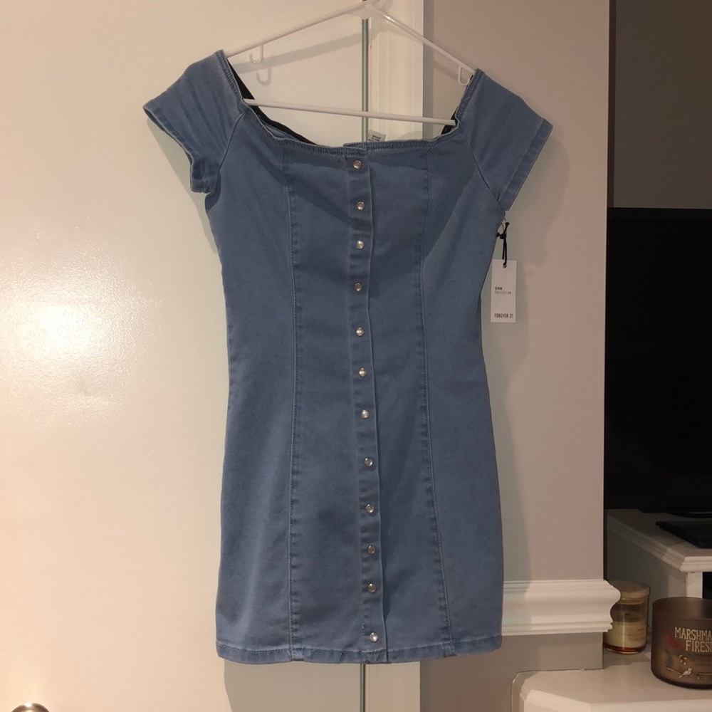 Denim off the shoulder dress